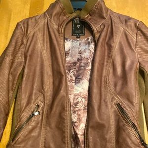 Guess faux leather golden brown jacket